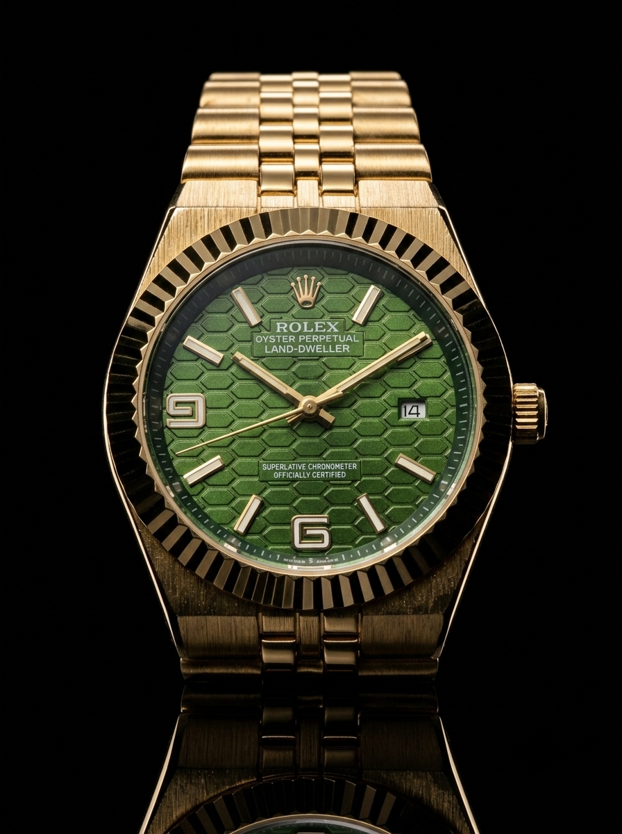 rolex-land-dweller-green-honeycomb-gold
